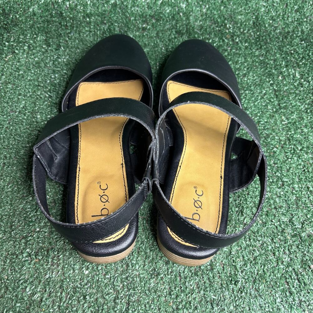 b.o.c. Sandals Slingback Closed Round Toe Flat Comfort Black Womens Size 9.5M - Picture 5 of 12